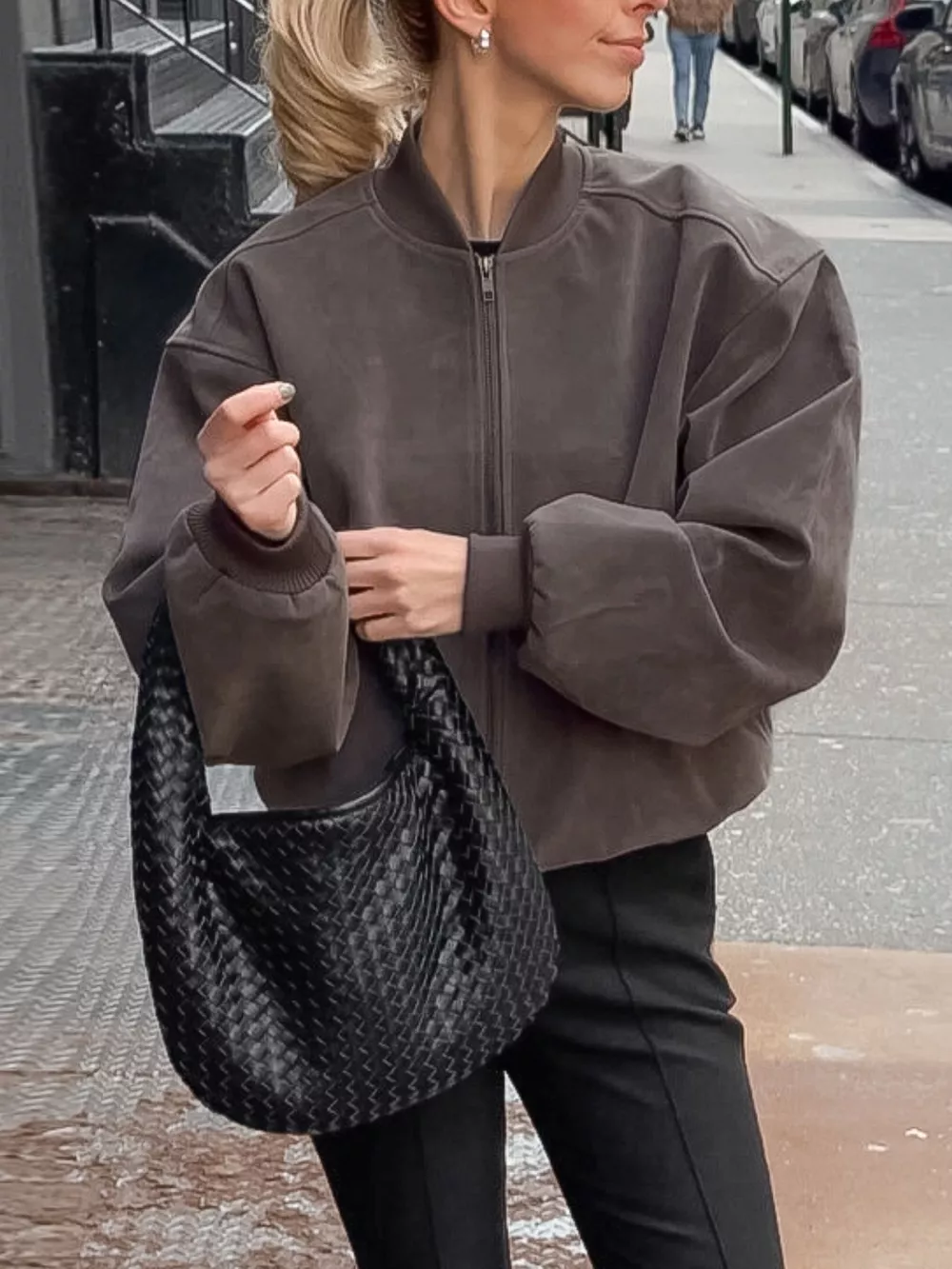 Zip Up Dropped Shoulder Jacket, image 2