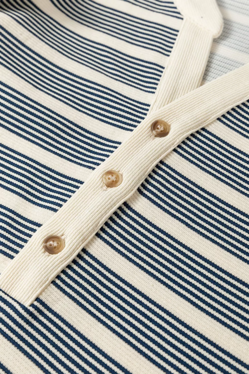 Stripe Ruffled Short Sleeve Contrast Trim Button Notched Neck Midi Dress, image 8