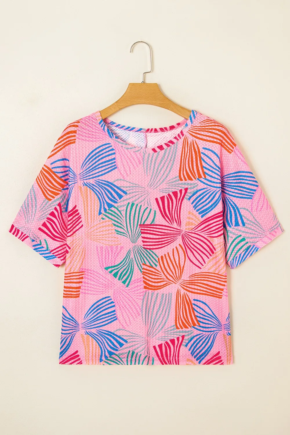Printed Waffle Knit Oversized T-Shirt, image 4