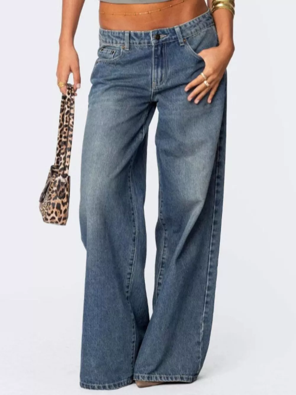 Vintage Wash Wide Leg Jeans, image 5
