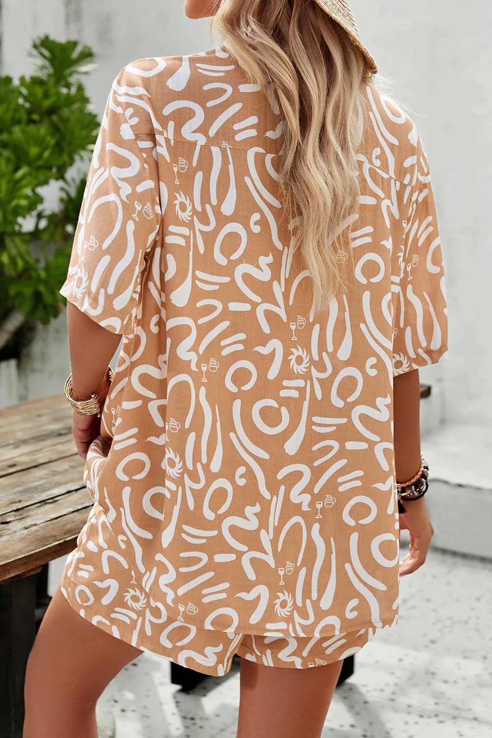 Printed Button Up Shirt and Shorts Set, image 21