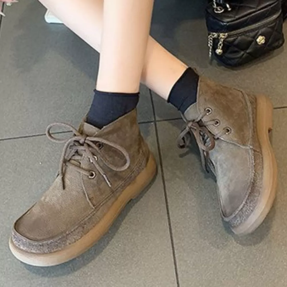 Round Toe Lace-Up Ankle Boots, image 6
