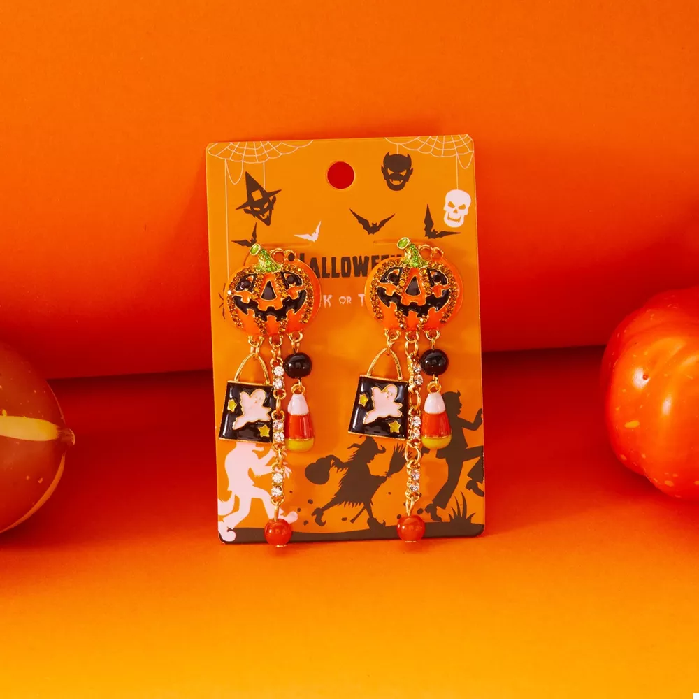 Halloween Pumpkin Drop Earrings, image 5