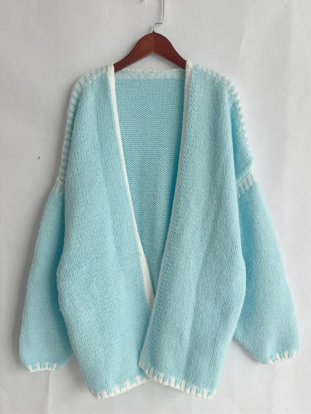 Contrast Open Front Dropped Shoulder Cardigan, image 32
