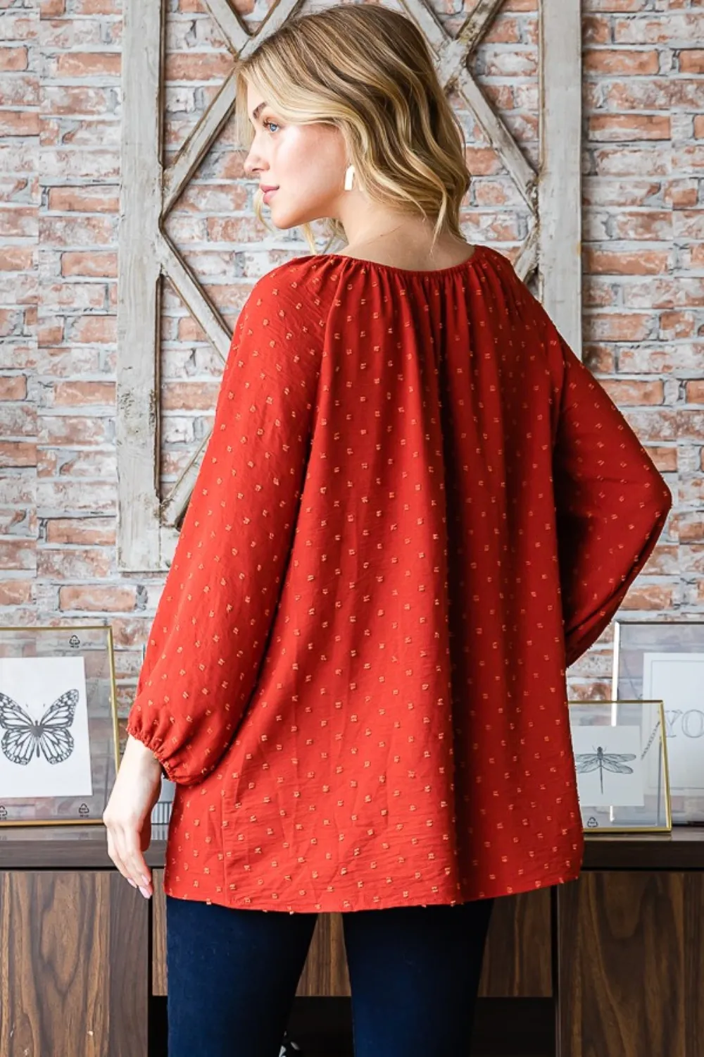 Full Size Swiss Dot Off Shoulder Top, image 2