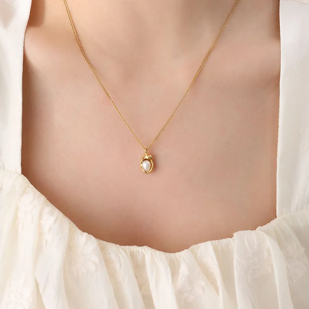 18K Gold-Plated Pearl Pendant Necklace, image 3