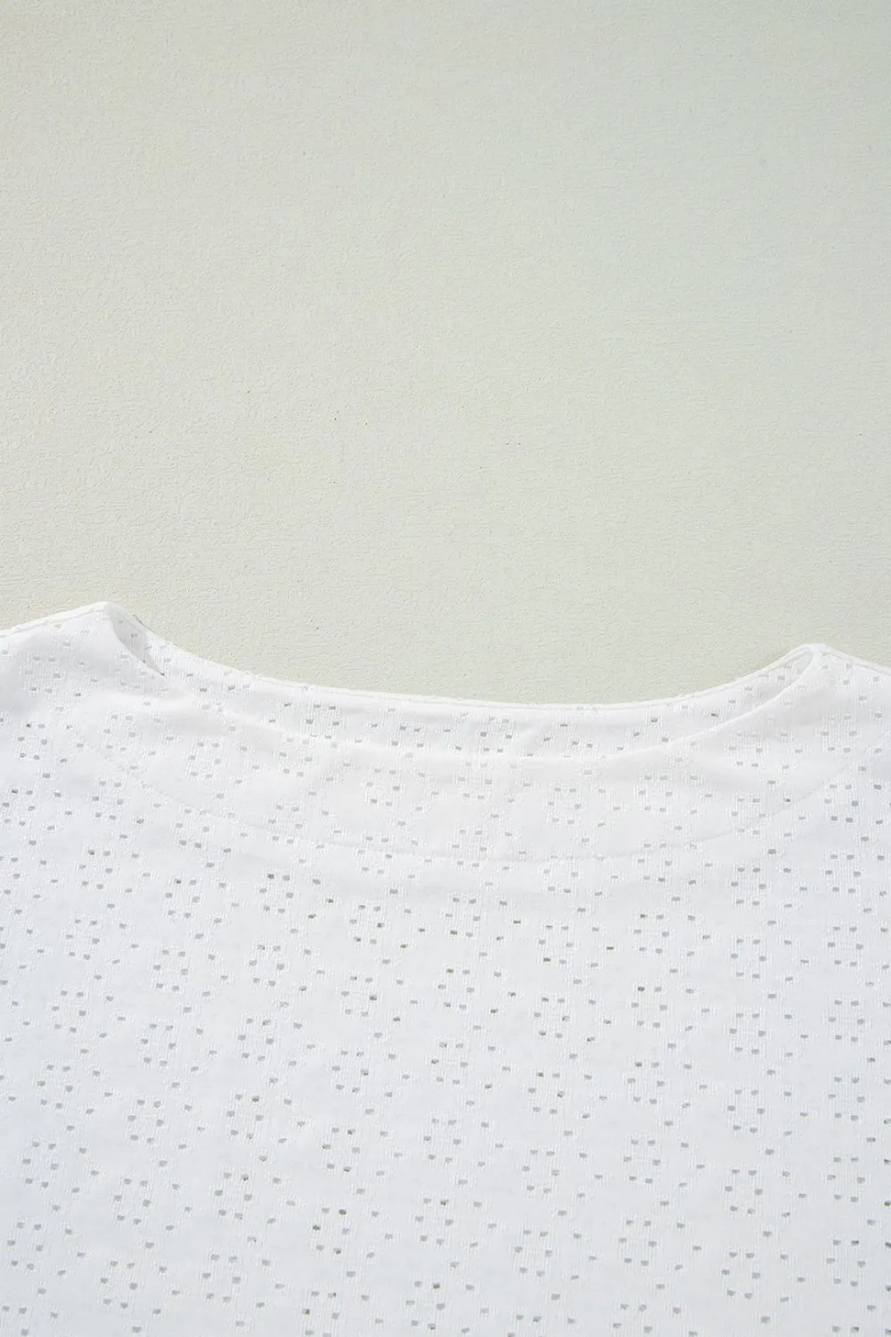 Eyelet Pattern Boat Neck Casual Tee, image 8