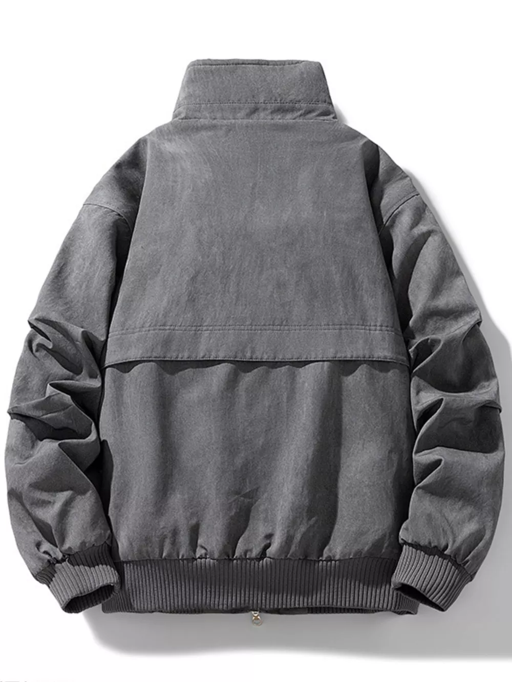 Men's Plus Size Sherpa Lined Stand Collar Bomber Jacket, image 4