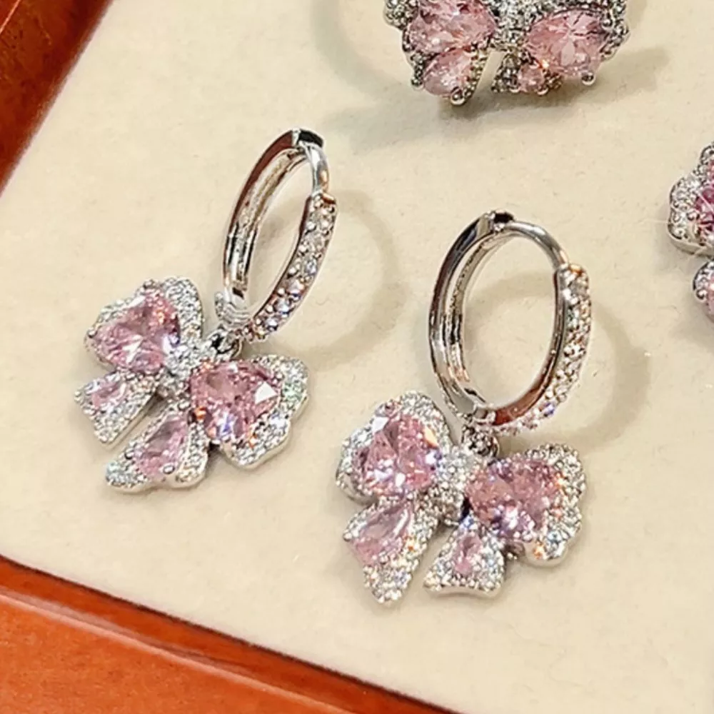 Zircon Bowknot Drop Earrings, image 3