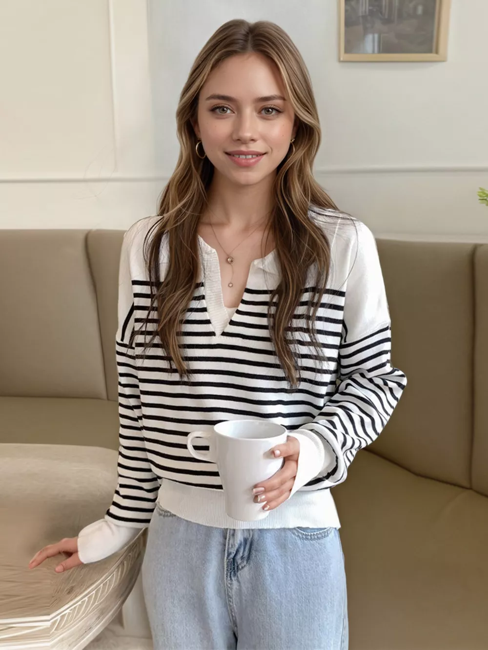 Striped Long Sleeve Knit Top, image 7