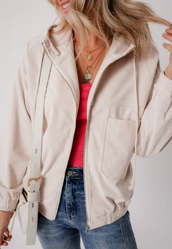 Pocketed Zip Up Long Sleeve Hooded Jacket, image 16