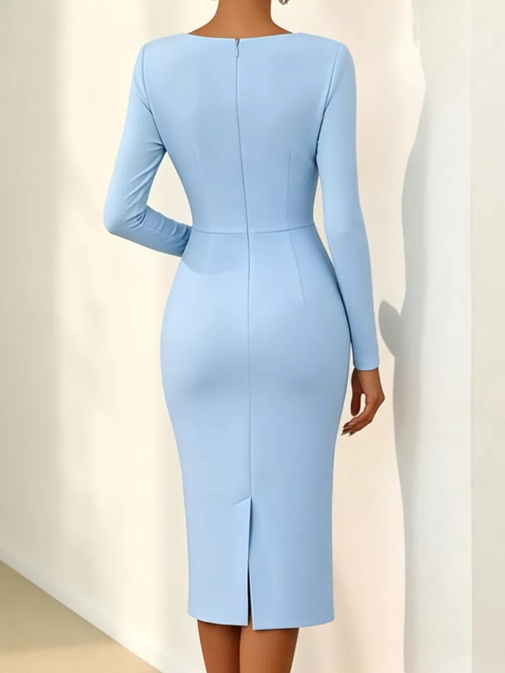Rose Embellished Asymmetrical Neck Midi Dress, image 6