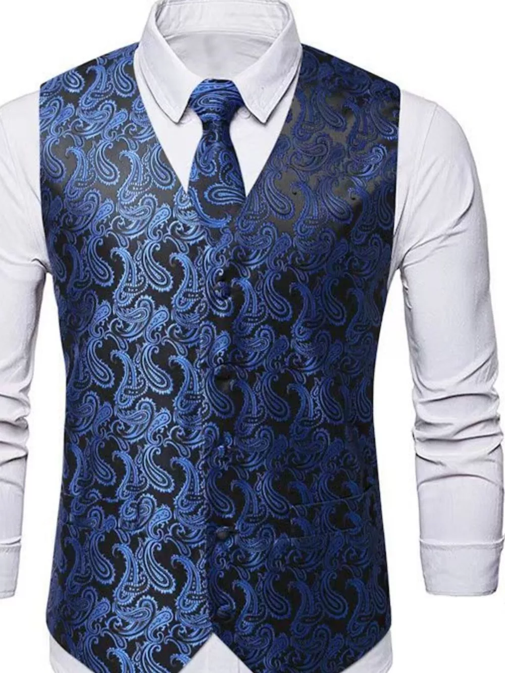 Men's Full Size Paisley Print Button Up Vest Plus Size, image 5