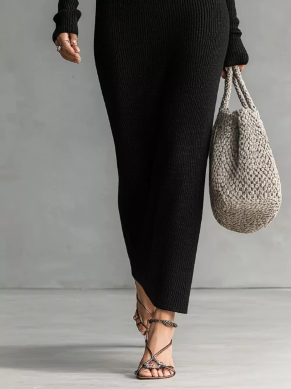 Hooded Knit Maxi Dress with Button-Up Placket and Chest Pockets, image 10