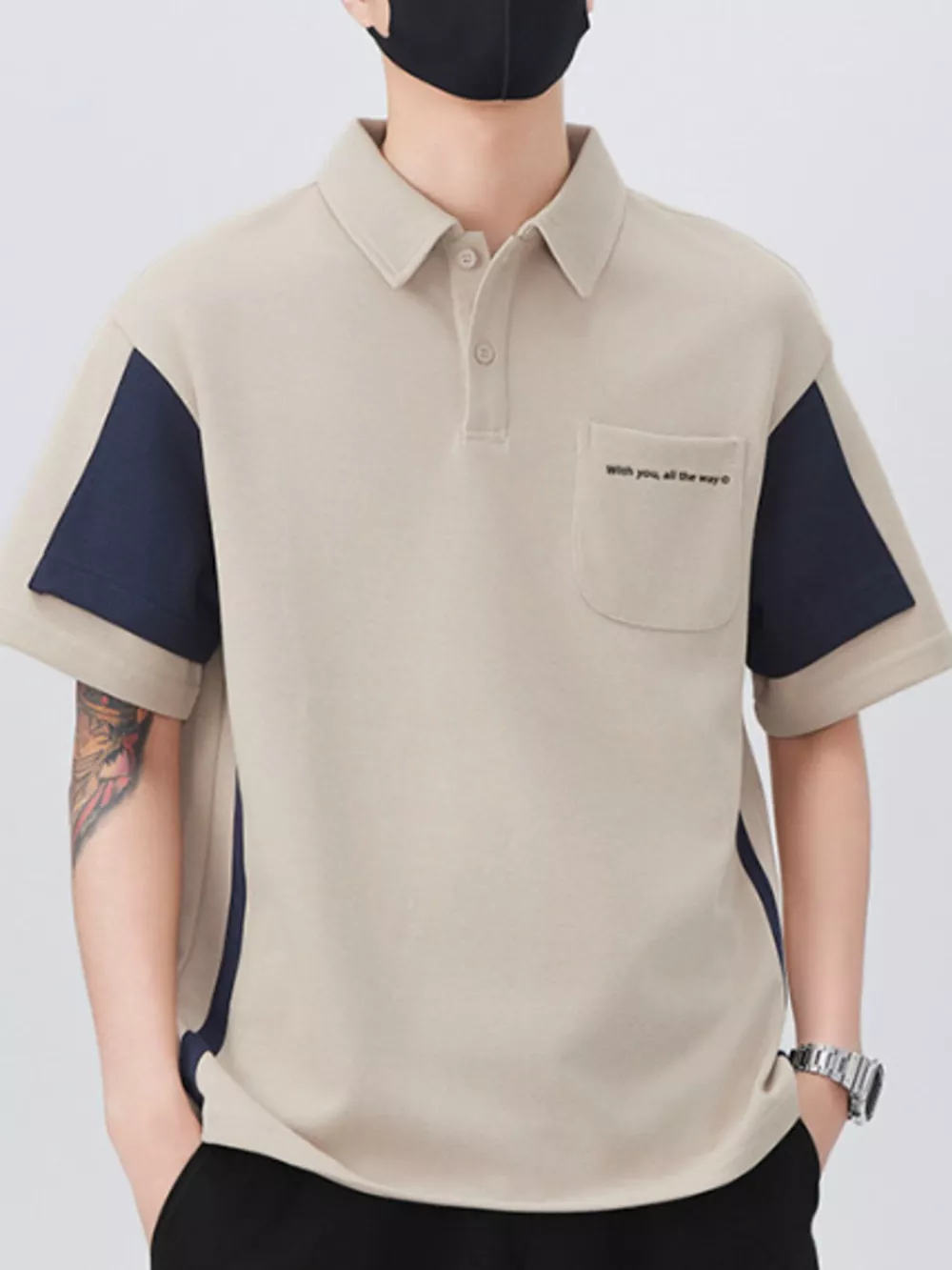 Men's Plus Size Button Detail Short Sleeve Polo, image 5
