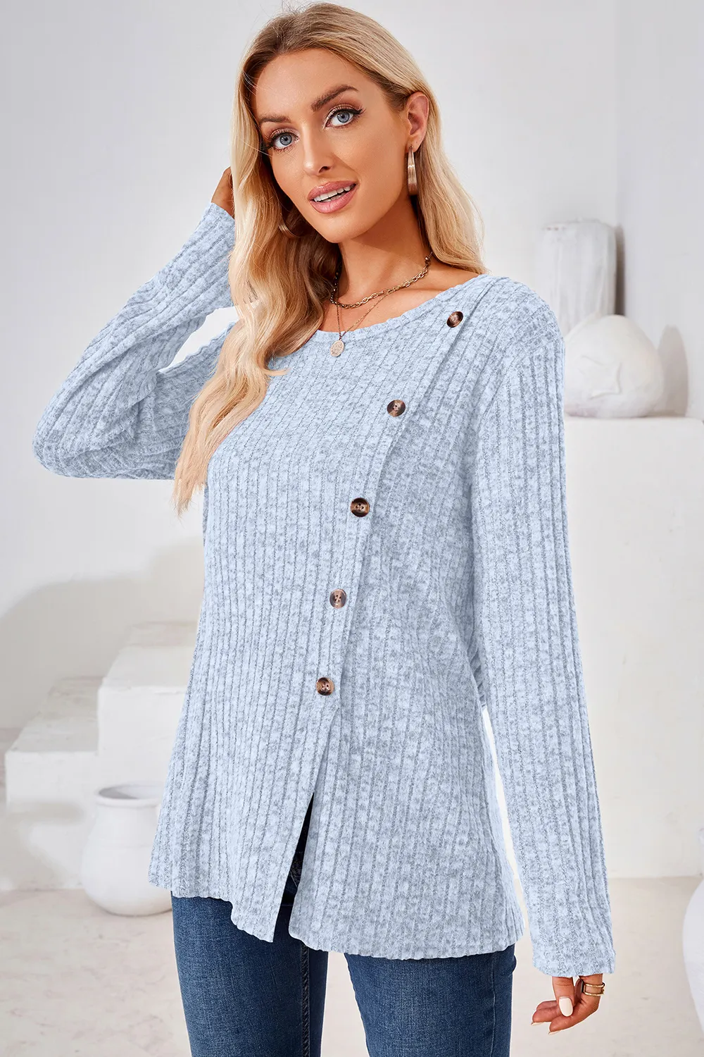 Round Neck Long Sleeve T-Shirt, image 14