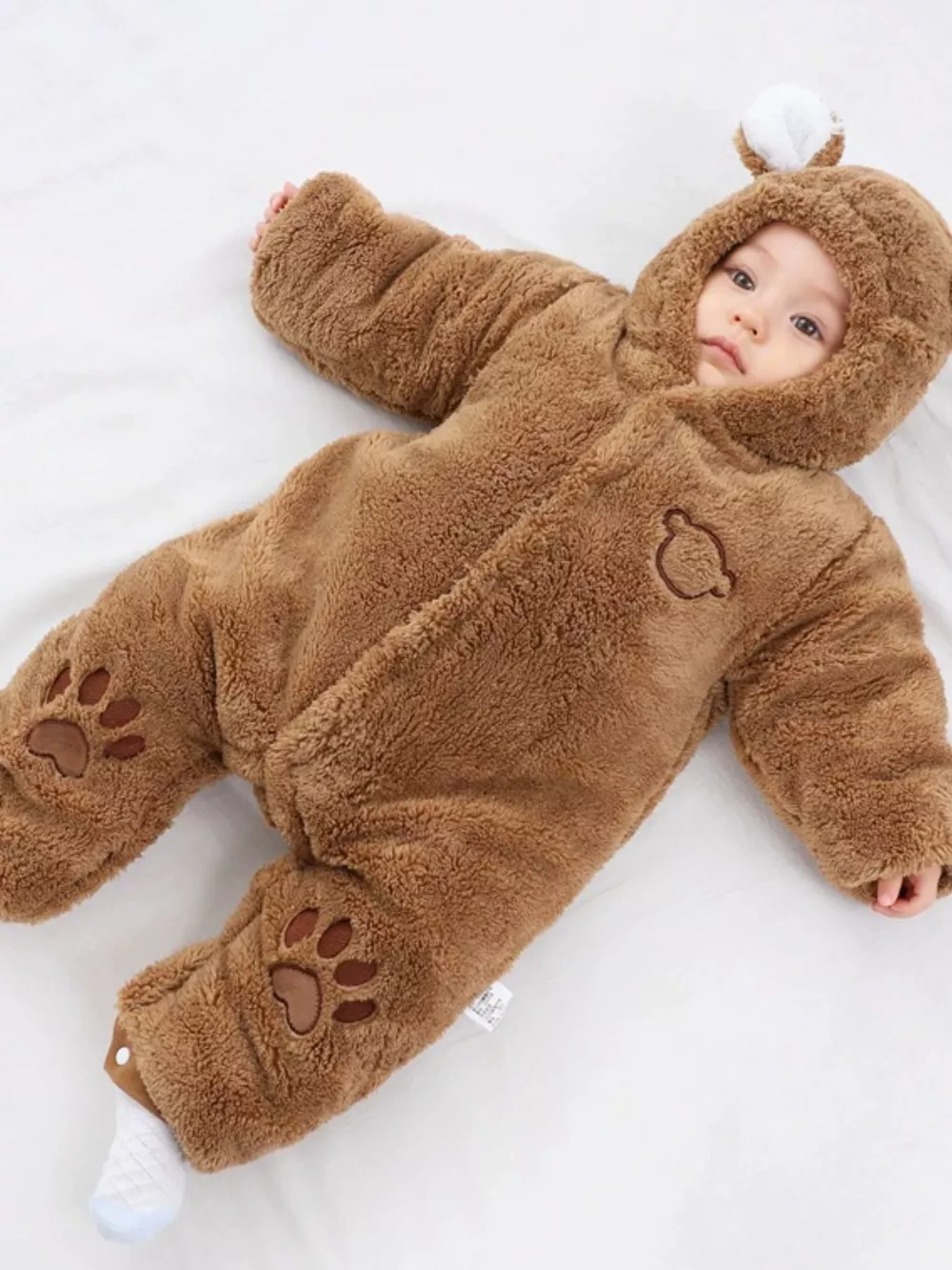 Children's Cozy Bear Hooded Fleece One-Piece, image 8