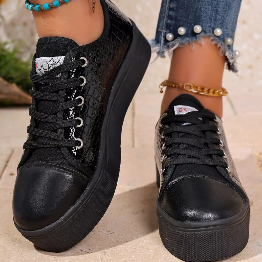 Round Toe Platform Sneakers, image 3