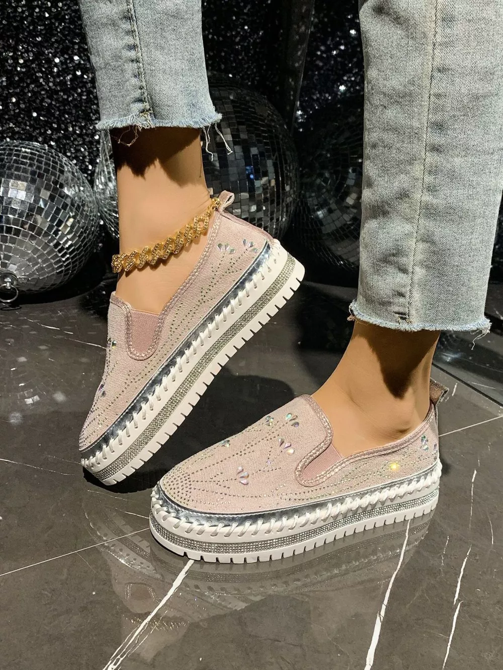 Rhinestone Embellished Platform Loafers, image 2
