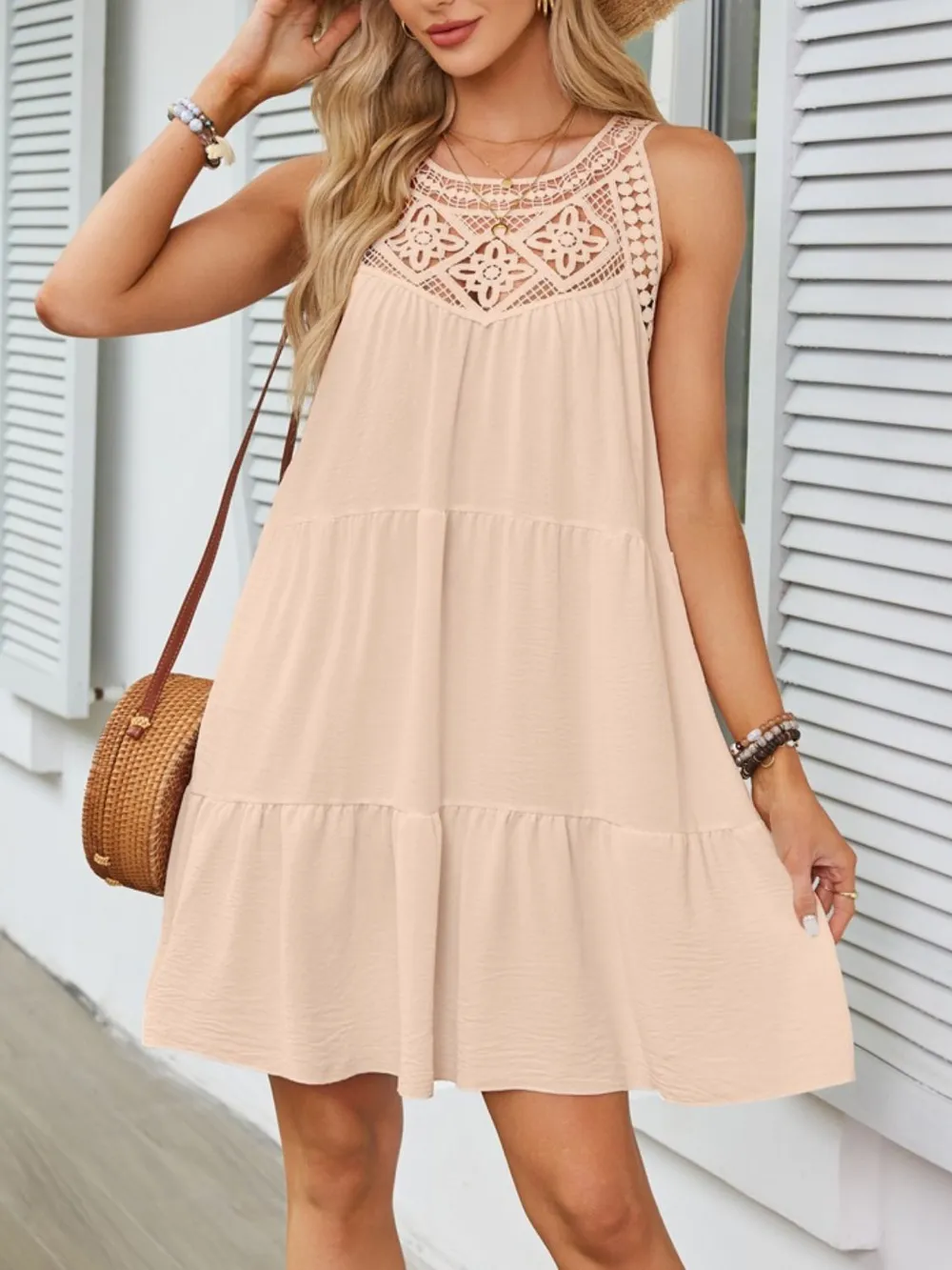 Ruffled Hem Lace Sleeveless Dress, image 12
