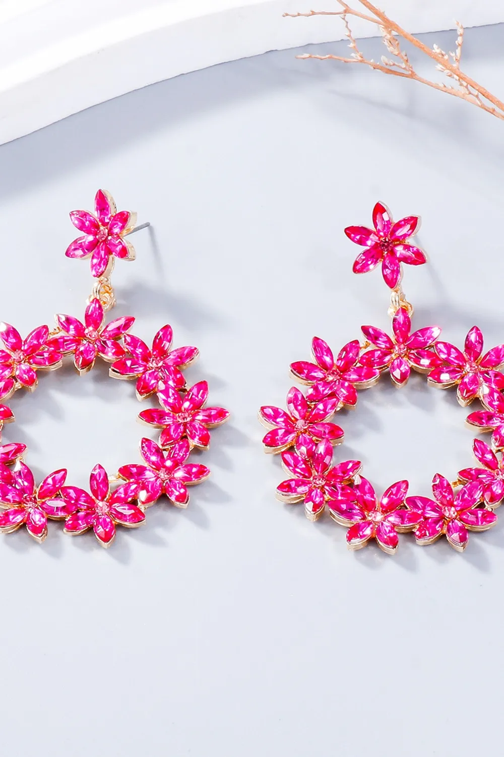 Rhinestone Flower Dangle Earrings, image 6