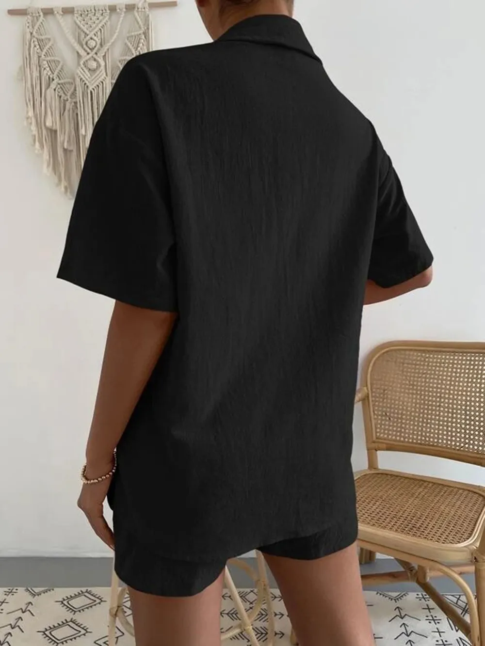 Button Up Short Sleeve Shirt and Shorts Set, image 2