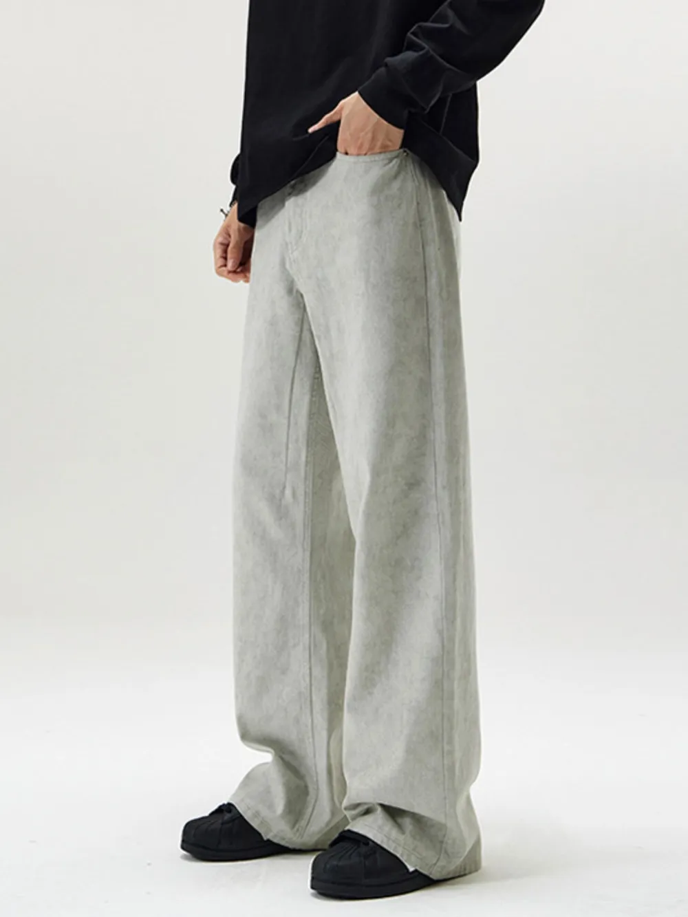 Men's Full Size Washed Wide Leg Pants Plus Size, image 7