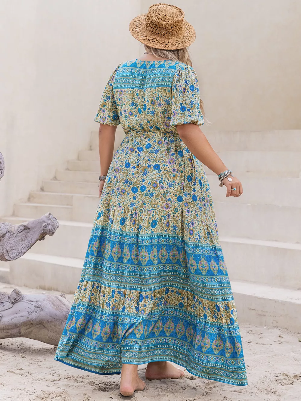 Plus Size V-Neck Floral Print Maxi Dress, image 6