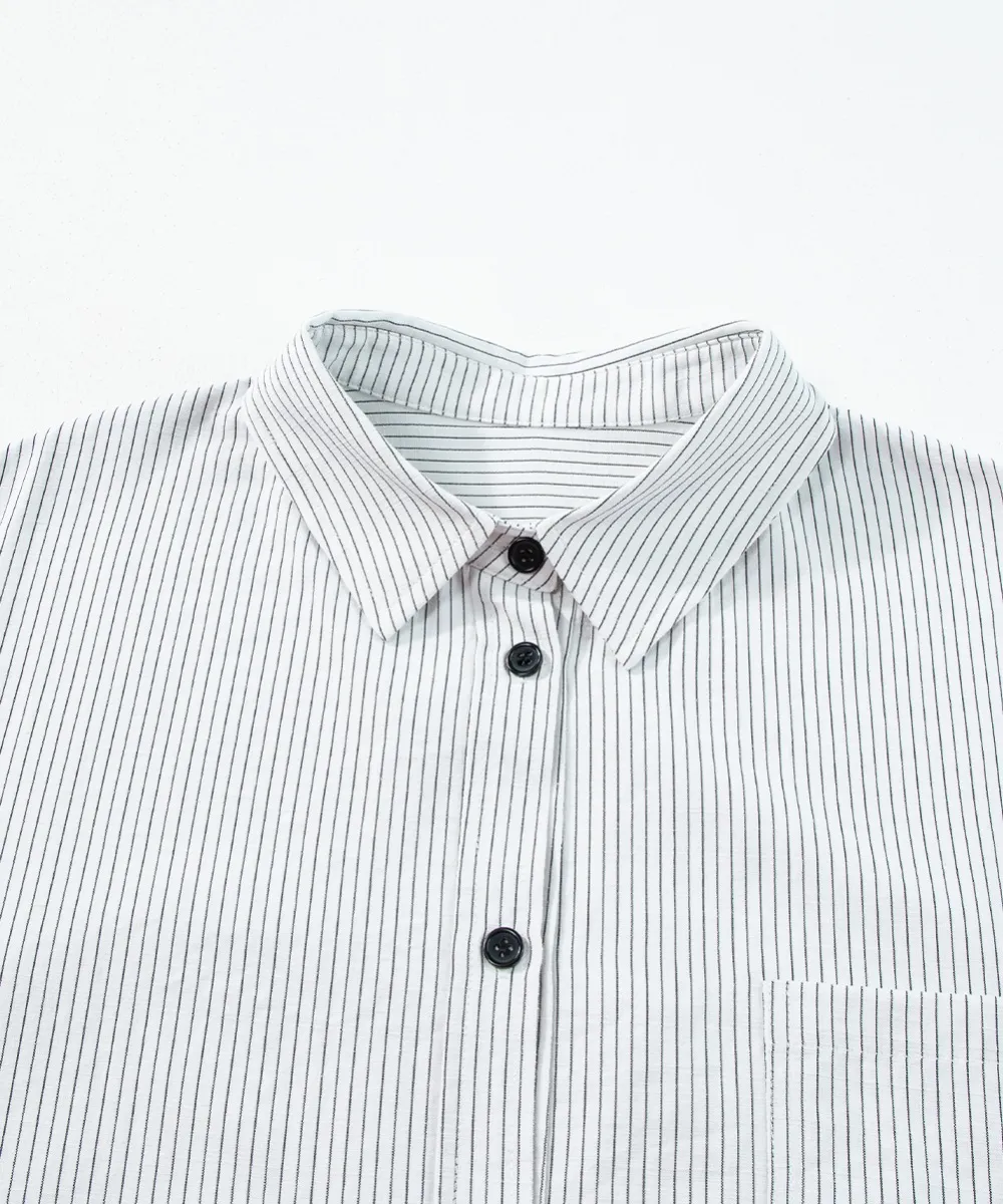 Striped Collared Neck Long Sleeve Shirt, image 10