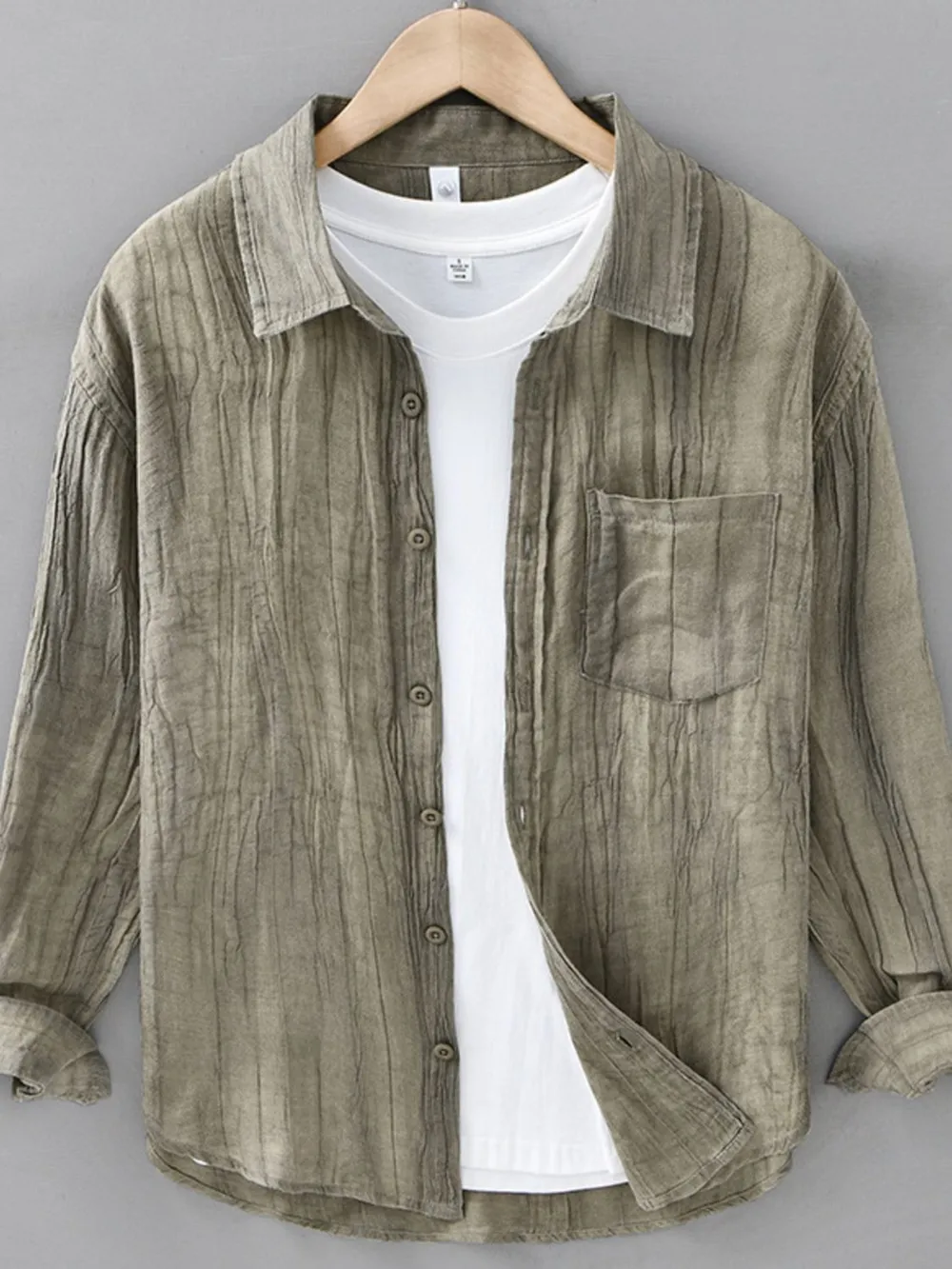 Men's Plus Size Button Up Long Sleeve Shirt, image 4