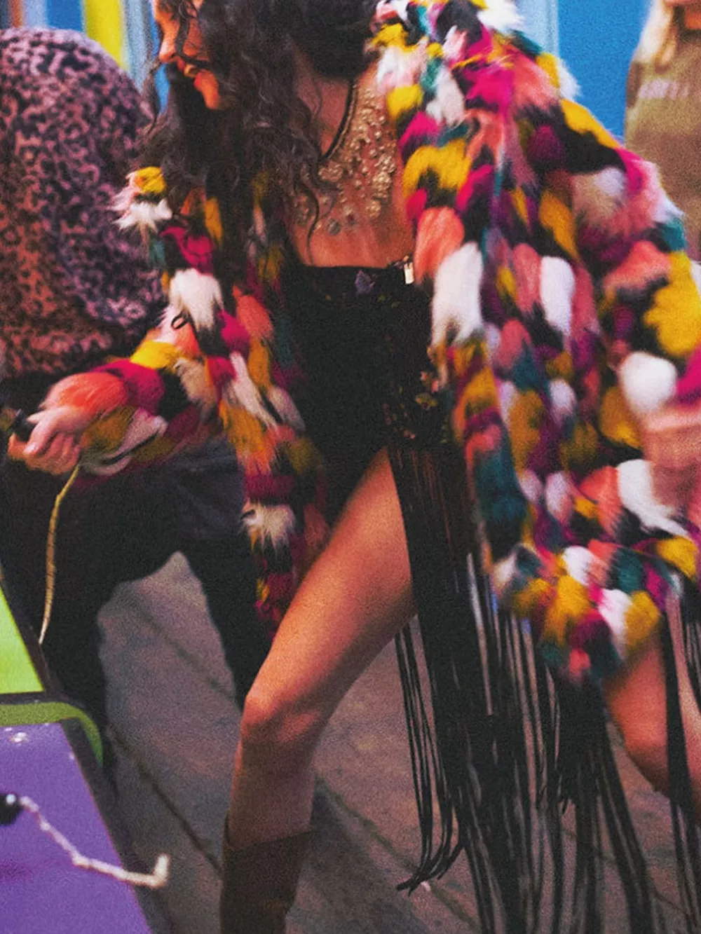Full Size Multicolor Faux Fur Hooded Outerwear Plus Size, image 3