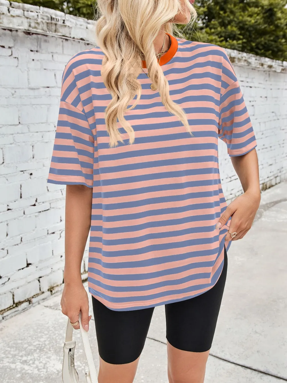 Striped Round Neck Half Sleeve T-Shirt, image 17