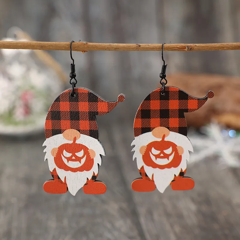Wooden Dwarfs Pumpkin Dangle Earrings, image 4
