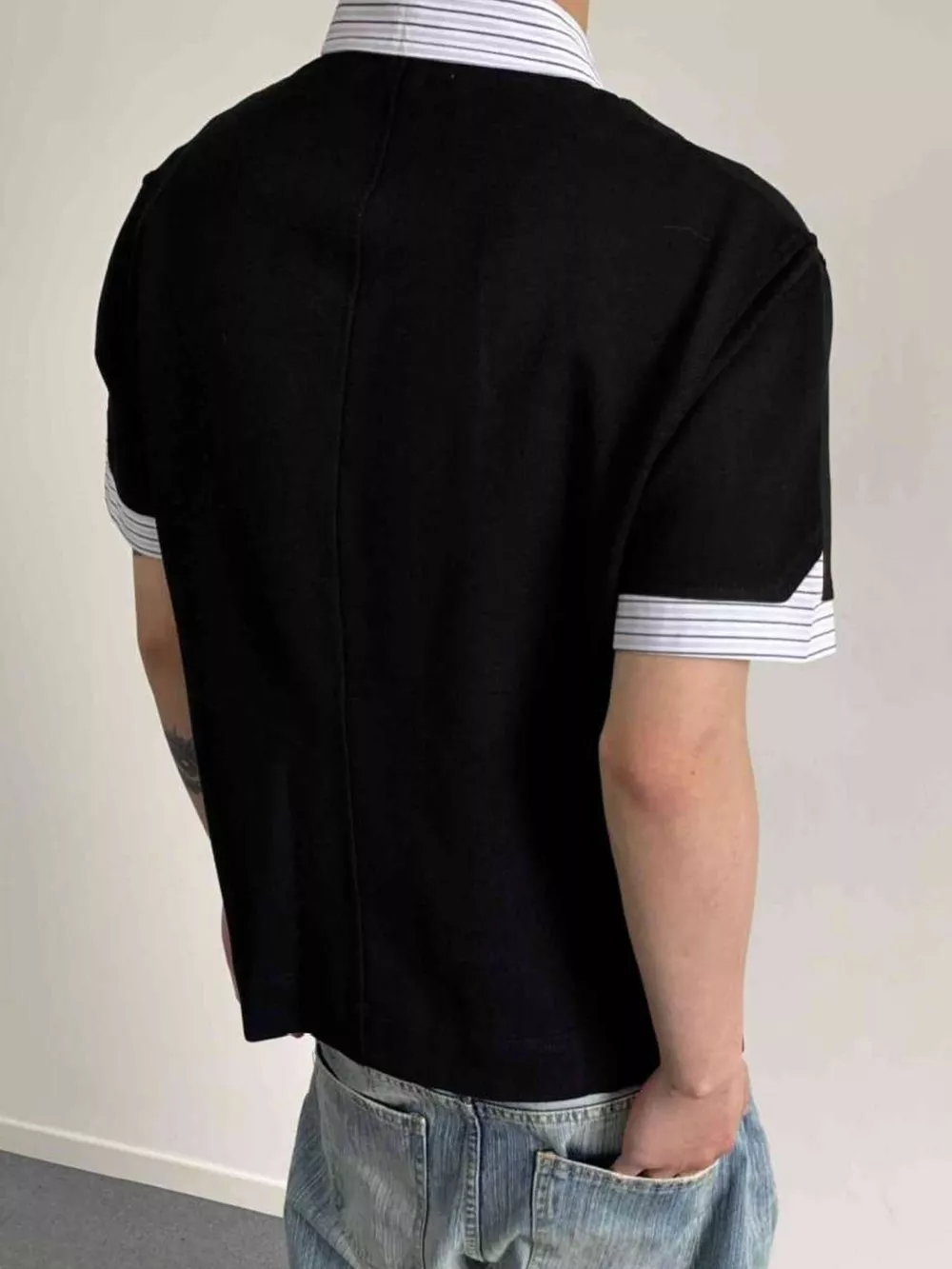 Men's Layered-Look Striped Collar Polo, image 5