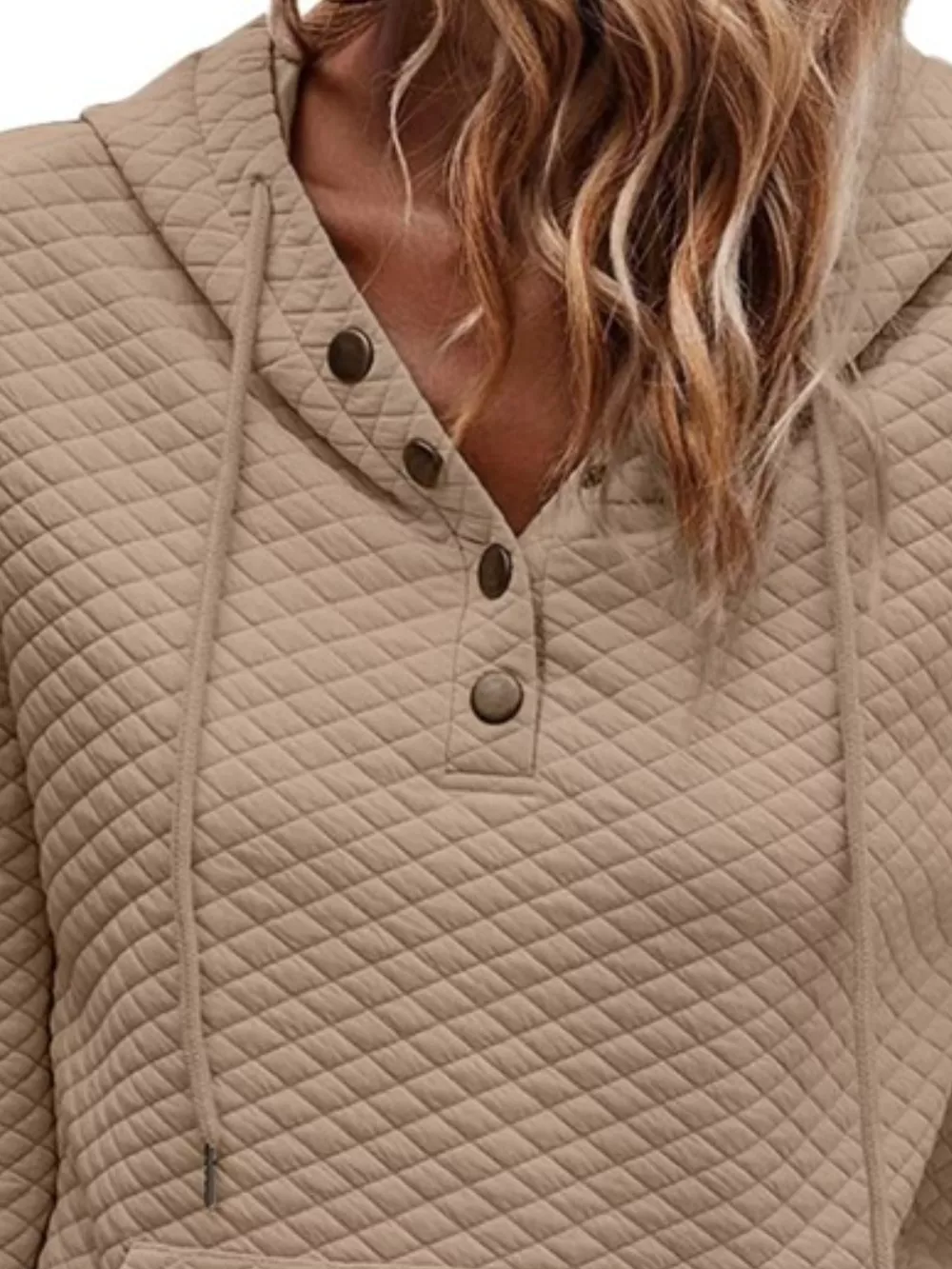 Drawstring Textured Dropped Shoulder Hoodie, image 18