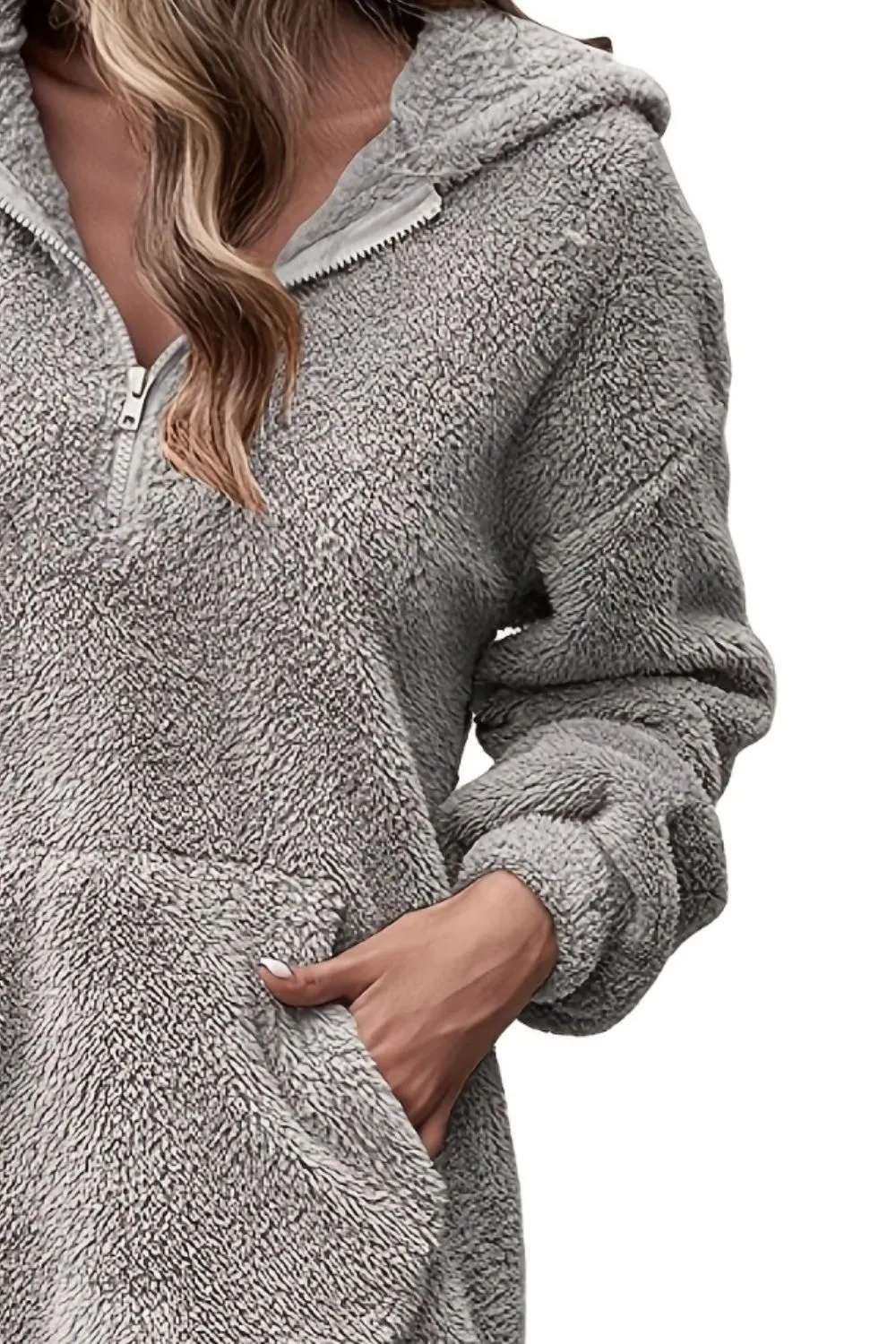 Half Zip Dropped Shoulder Oversized Hoodie, image 7