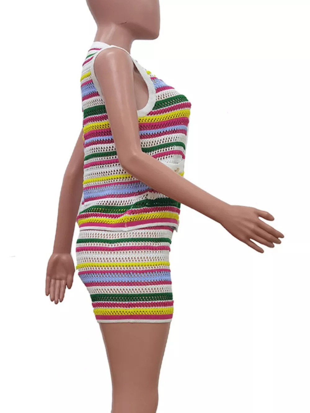 Striped Crochet Knit Top and Shorts Set, image 6