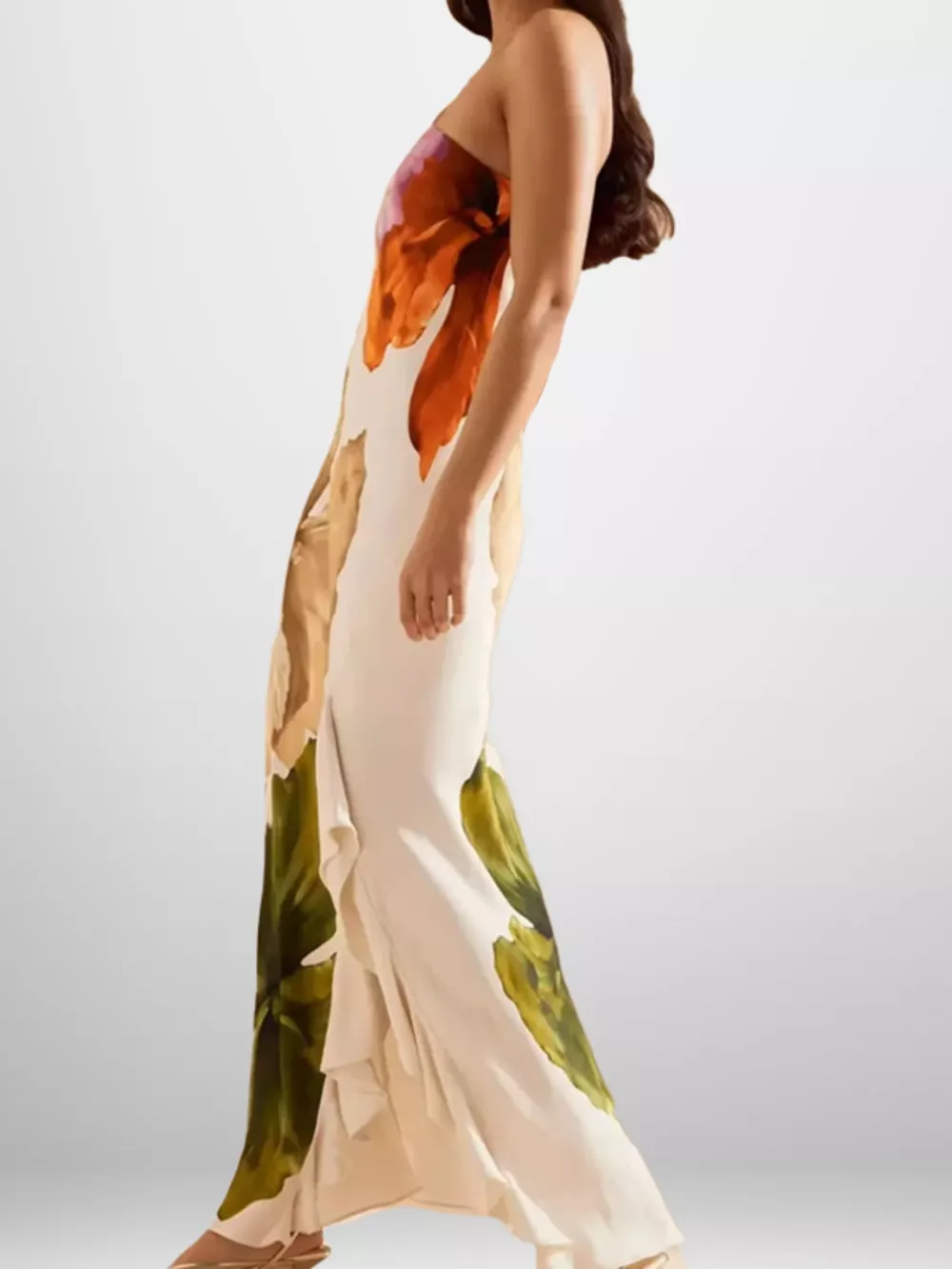 Full Size Floral Print One-Shoulder Maxi Dress Plus Size, image 3