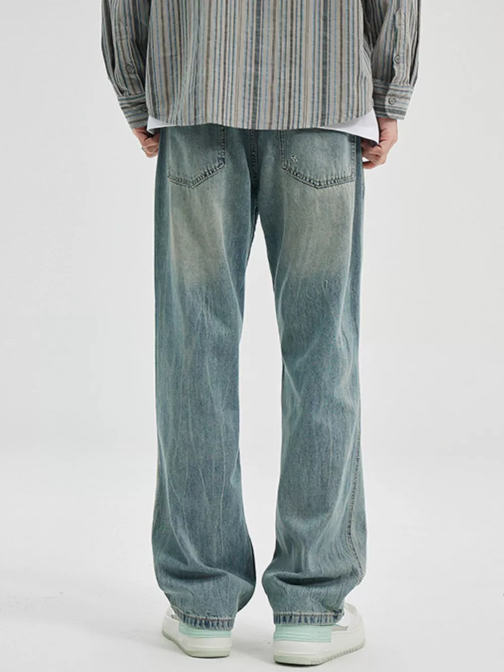 Men's Washed Wide Leg Jeans, image 6