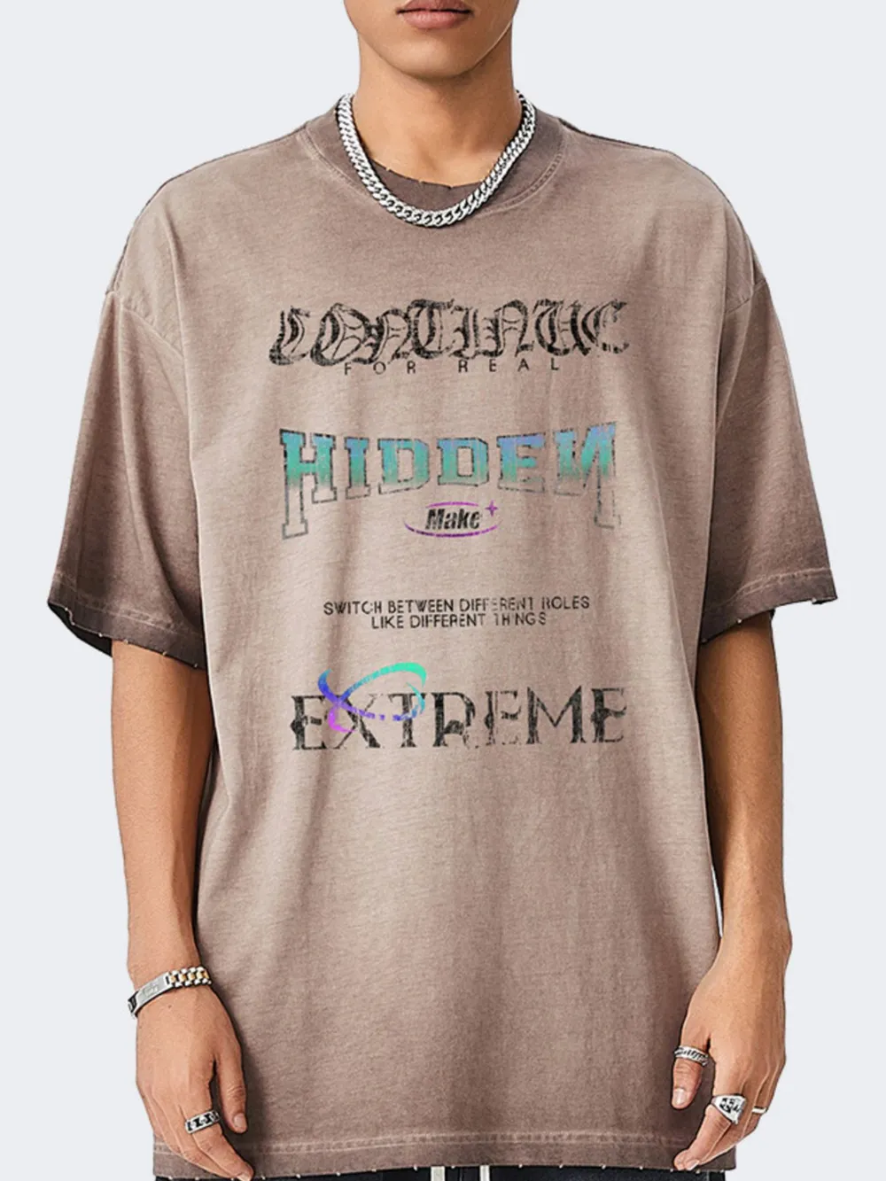 Men's Letter Graphic Round Neck Short Sleeve T-Shirt, image 4