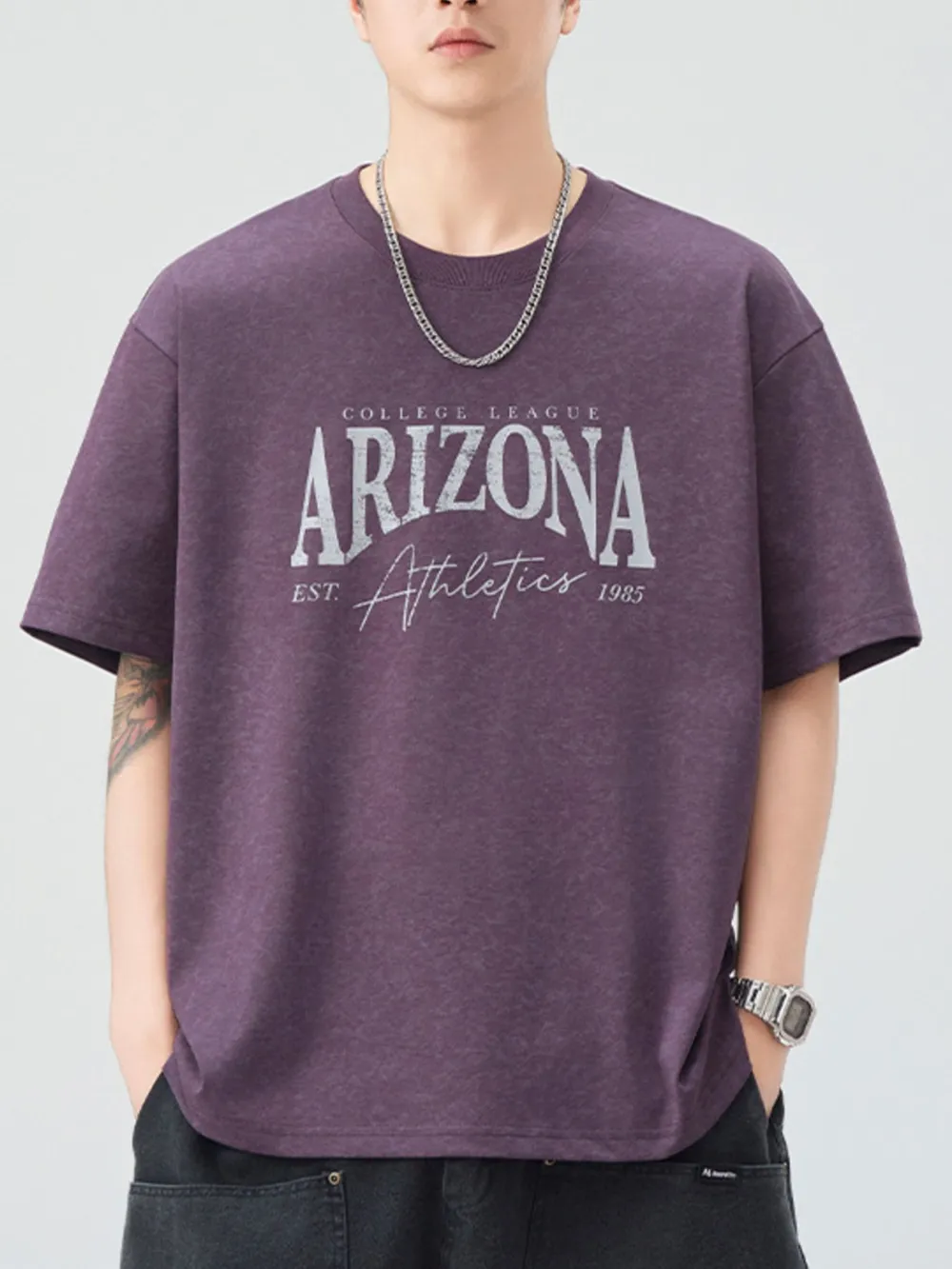 Men's Plus Size Letter Graphic Short Sleeve Oversized T-Shirt, image 5