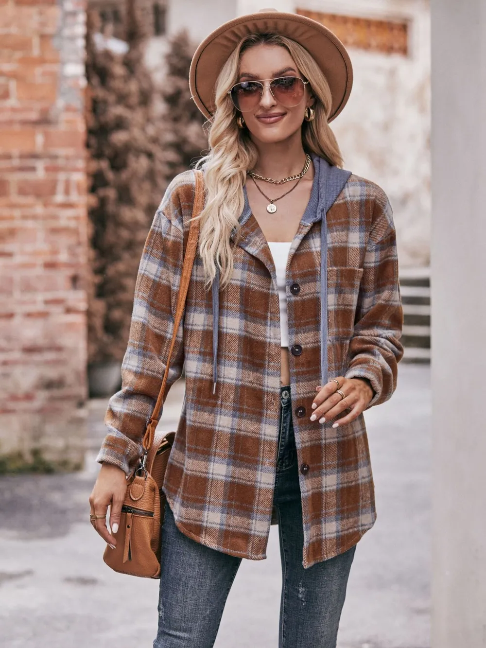 Oversized Plaid Button Up Shacket, image 11