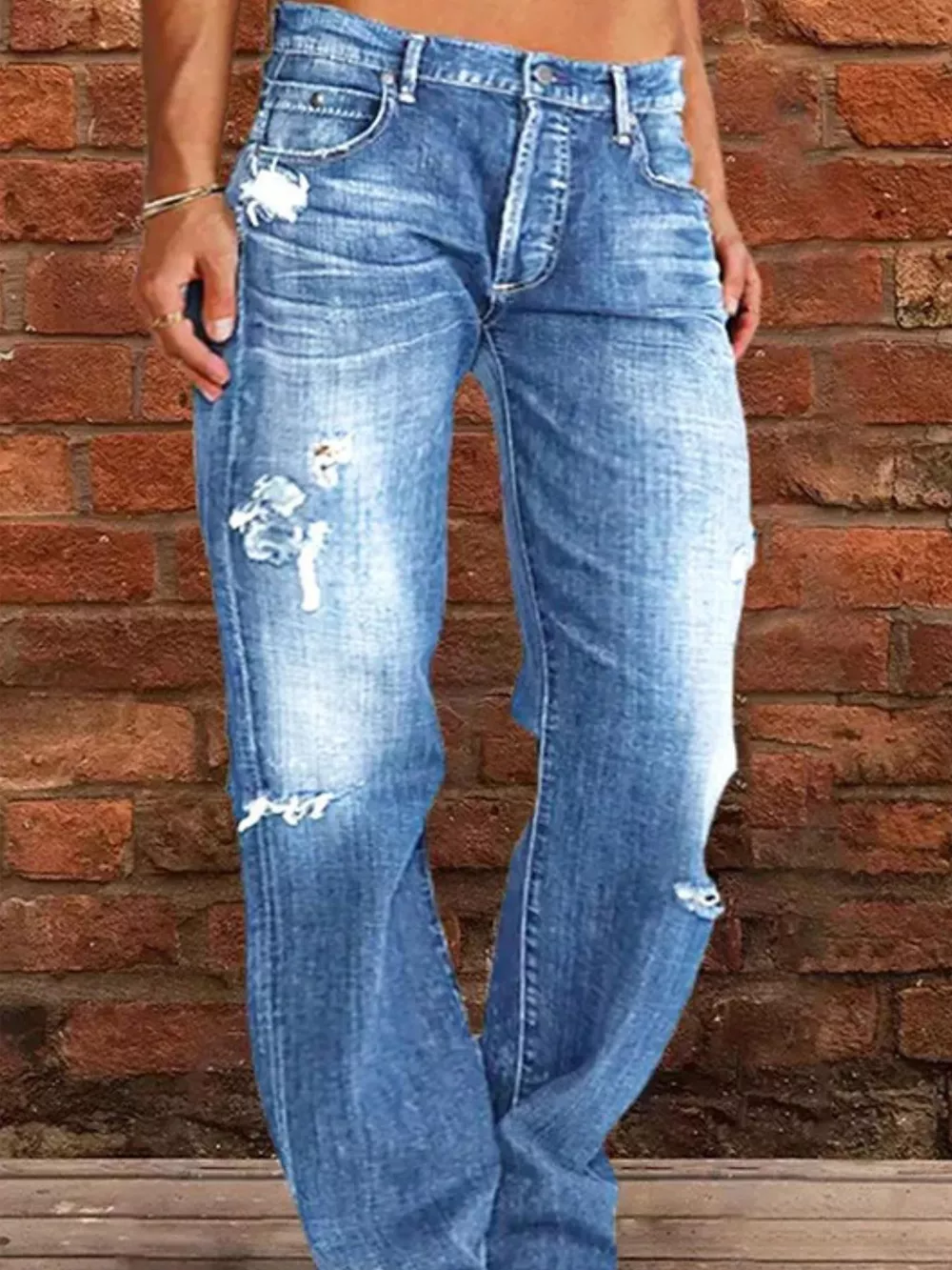 Full Size Distressed Raw Hem Jeans Plus Size, image 7