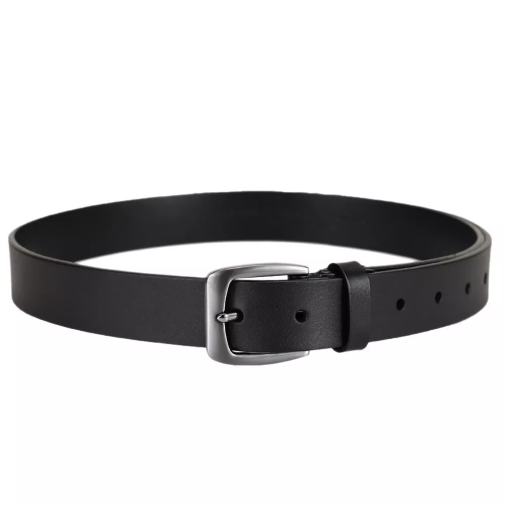 Leather Belt with Silver Buckle, image 3