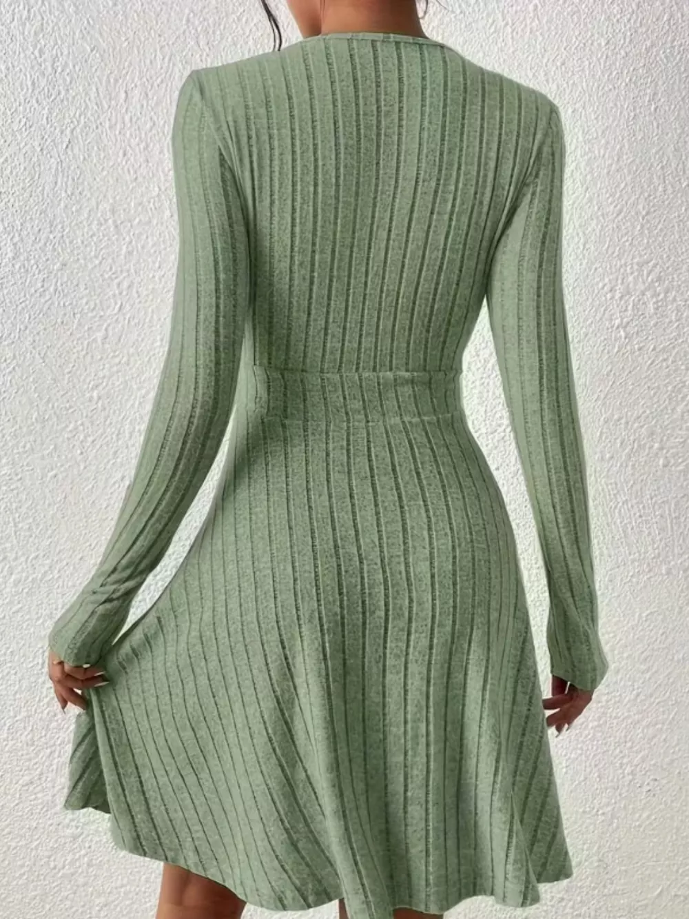 Ribbed Knit Wrap Mini Dress, image 21