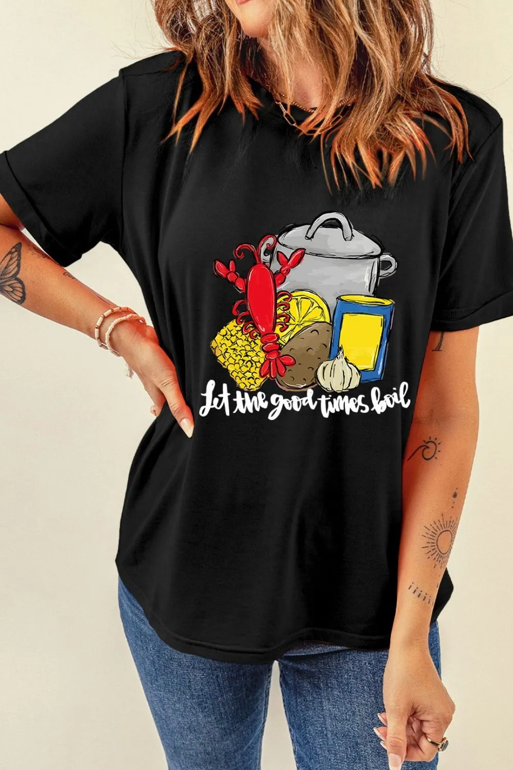 Graphic Round Neck Short Sleeve T-Shirt, image 6