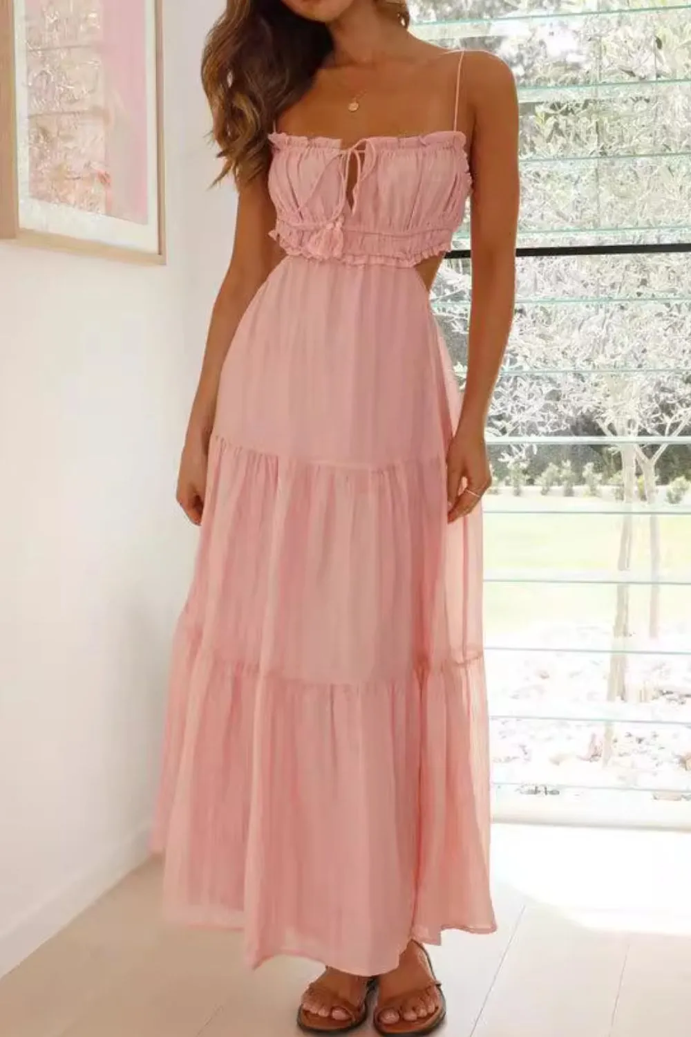 Cutout Square Neck Midi Cami Dress, image 14
