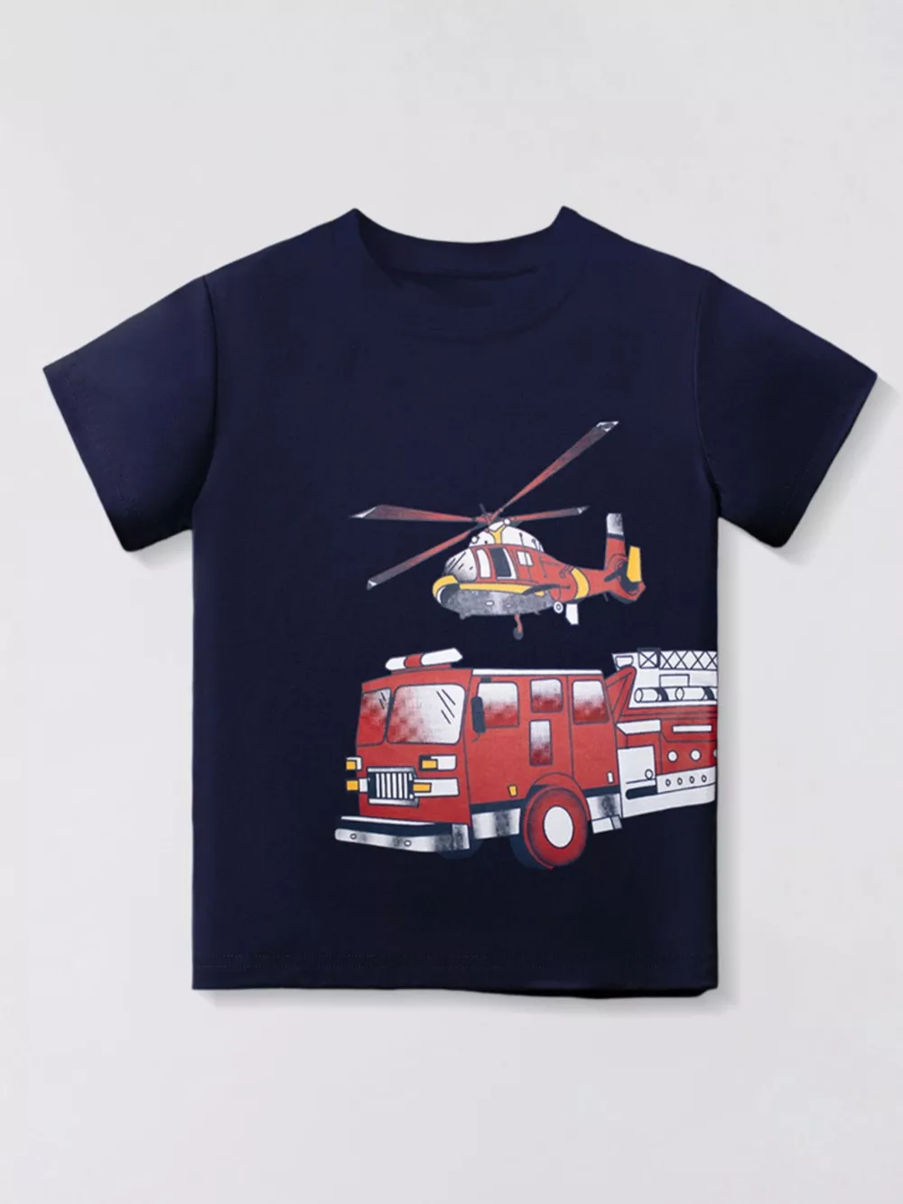 Children's Truck & Helicopter Graphic Casual T-Shirt