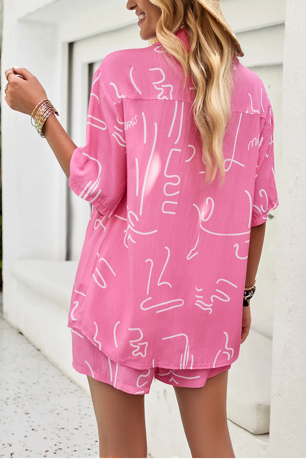 Printed Button Up Shirt and Shorts Set, image 22