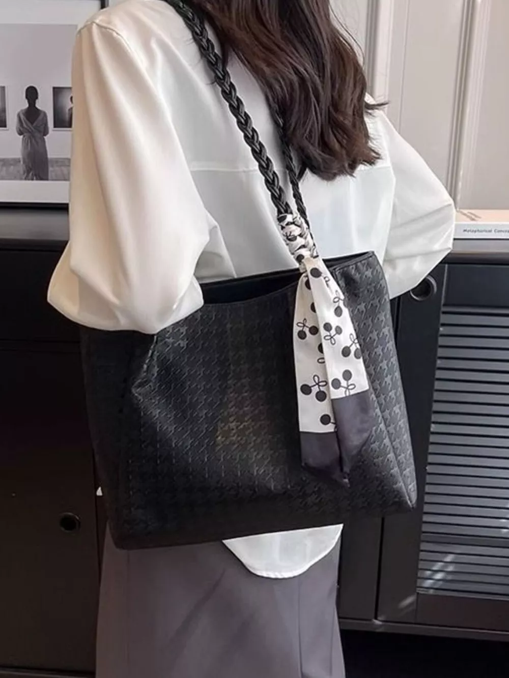 Braided Handle Tote Bag, image 4